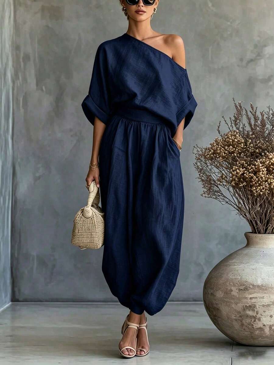 Women Long Dresses - 海軍藍 - 查看 1