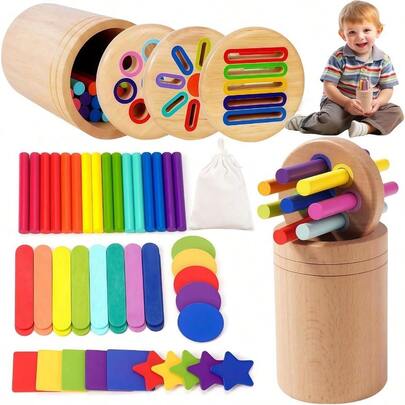 Juguetes Educativos 62 en 1 Portalápices Juego de Cognición con Forma de Color, Juguetes Montessori 1 2 3 Año, Juguete Clasificación en Colores, Sensorial Motricidad Fina Material Didáctico Preescolar