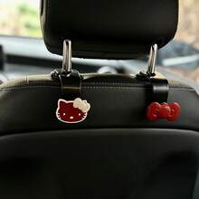 SANRIO 2件組 Hello Kitty 車用座椅背掛勾收納架,可愛鑰匙圈與口罩收納,耐用 ABS 塑料,粉色/黑色,適用於大多數車型,汽車配件,車鑰匙掛鉤,趣味設計,結構穩固,送給家人朋友的貼心禮物 - A - 查看 9
