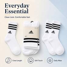 Adidas Socks White Stripe 3 Pairs - Black and White - View 2