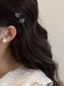 6/10pcs Dual-Color Small Rhinestone Star Mixed Hair Clips, High-End Luxury Rhinestone Hair Clips, Mini Exquisite Side Bangs Hair Accessories, Fashion Crocodile Pattern Hair Clips, Suitable For Side Bangs, Forehead Loose Hair, Perfect For Campus, Dating, Vacation Use, Practical Hair Accessories! - Multicolor - View 4