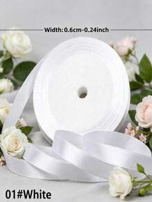 1 Roll 25 Yards 6mm Satin Ribbon, DIY Wedding Christmas Decoration Bow Making Handmade Card Gift Floral Accessories - 0.6cm Satin Ribbon - View 4