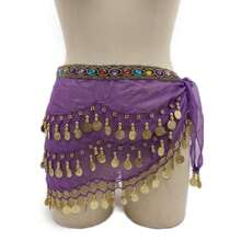 Belly Dance Scarf With Stones And Coins  Luxury Various Models - New Arrival - 紫羅蘭色 - 查看 1
