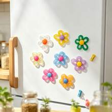 3/6/12pcs Cute Flower Fridge Magnets, Colorful Cartoon Style Refrigerator Decor, Creative Magnetic Stickers, Suitable For Home Decoration And Gifts - Multi-color - View 9