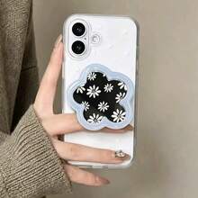 Blue Border White Flower Cloud Mirror Holder Airbag Adhesive Back Mount Phone Holder - Mint Blue - View 1