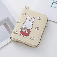 1pc Miffy Rabbit Kawaii Flower White Rabbit Printed Zipper Wallet, Small PU Leather Slot Coin Wallet With Keychain, Portable Mini Multi Card Slot Storage Bag, Suitable For Daily Cash Card Storage Of Women And Girls. - Multicolor - View 13