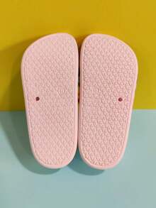 1 Pair Children's Multi-Color Patchwork Minimalist Flat Slippers, Suitable For Indoor/Outdoor Wear, Pool, Beach, Vacation, Summer - Pink - View 7