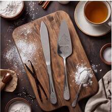 1/2pcs Vintage Embossed Silver Stainless Steel Cake Knife And Cake Tray Set, Includes 24.2cm Cake Mold And 23cm Pie Server, Thickened Rust-Resistant Dishwasher- Triangular Cake Slicer And Serving Utensils, Suitable For Weddings, Birthdays, Anniversaries, Parties And Dessert Baking - Silver - View 10