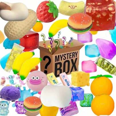 1pc 2026 New ENN DOH Squishy Box Mystery Mystery Box - Food & Jellyfish Shaped Squishies, Swirl & Fuzz Stress Balls, Sensory Toys For Anxiety & ADHD, Perfect Party Favors(Random Style)
