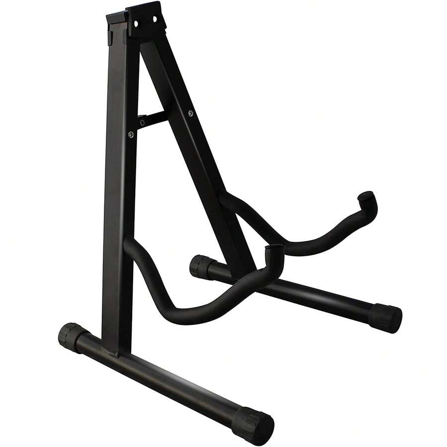 Crystals Foldable A-Frame Guitar Stand - Universal Fit For Acoustic, Electric & Bass - Black - View 1