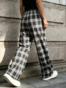 Men's Casual Sweatpants, Plaid Long Pants With Pockets, Suitable For Daily Wear And Gatherings, Perfect Gift For Husband, Boyfriend, Son, Autumn Style, Halloween Gift - Black - View 5