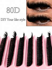 80D Dense Segmented Fluffy 200 Clusters Large Capacity DIY Single Cluster False Eyelashes, Natural Voluminous Reusable Easy For Beginners, Thickened Lashes For Party Stage Makeup Holiday Date Atmosphere - DD - View 1