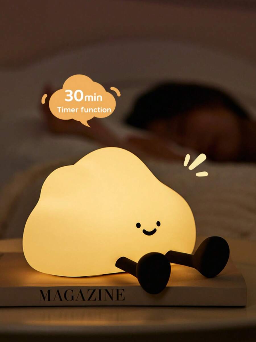 GLOOPRO Cloud Silicone Night Light, USB Rechargeable, 3-Level Dimmable, Portable Bedside Touch Control Timer Night Light, Suitable As A Gift For Girls, Boys And Teenagers - Cloud Night Light - View 1