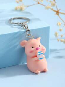 Creative Cute Adorable Funny 3D Pig Raincoat, Watermelon Pig, Milk Pig, Backpack Pig, Keychain Pendant Cartoon Key Chain Car Keychain Bag Charm Decoration Souvenir Holiday Small Gift - Multicolor - View 21