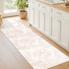 Alfombra de pasillo antideslizante para dormitorio, alfombra lavable con reverso de goma - Alfombra suave de pelo corto para cocina, lavandería, baño (61 x 244 cm, beige/marfil) - Rojo - Ver 3