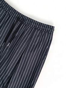 Men's Vertical Striped Wide Leg Casual Pants, Loose Fit Outdoor Hiking Running Sports Long Pants, Spring/Autumn - Dusty Blue - View 6