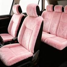 9pcs/Set 5-Seater Car Plush Seat Covers, Includes 2 Front Single Seats, Full Set Women's Pink Winter Plush Style, Universal Size, Knitted Fabric, Machine Washable, Suitable For Friends, Graduation Season, Back To School, Christmas Decor, Valentine's Day, Parents, Halloween, Thanksgiving, Birthday And New Year Personalized Gifts - Seat Covers - View 10