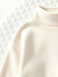 Young Girl Cartoon Letter Print Half-Chest Stand Collar Long Sleeve Top And Fitted Long Pants - White - View 5