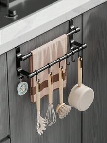 1pc Over-The-Door Towel Rack: Easy To Install,Great For Hanging Towels,Spoons And Utensils.Practical Hook-Style Storage Rack,Designed For Cabinet Doors,Perfect For Keeping Kitchen And Bathroom Organized And Tidy. - Multicolor - View 5