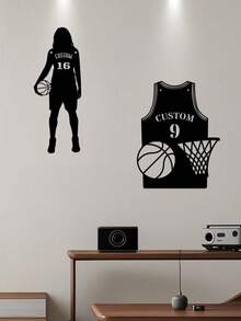 1pc Customized Name Metal Basketball Hoop Sign Decor, Basketball Iron Wall Art, Indoor Decor, Outdoor Basketball Court Wall Hanging, Basketball Enthusiast Gift, Home Decor, Modern Art Basketball Decor, Wall Decor, Room Decor, Living Room Decor, Bedroom Decor, House Decor, Personalized Gift Craft - Multicolor - View 7