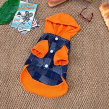 Colorblock Patchwork Denim Hooded Pet Vest, Versatile Outdoor Sweatshirt Jacket For Small Cats And Dogs - Orange - View 7