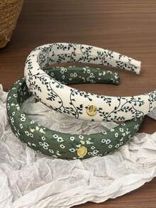 2件組女款綠色清新葉片花卉金屬時尚優雅百搭髮箍髮飾，適合日常居家、學校、海灘度假、上班通勤、派對、節日、生日禮物、返校季、大學風、新年、情人節、母親節禮物、婚禮季新娘、音樂節，春夏秋冬四季適用 - 彩色 - 查看 2