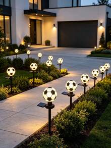 1pc Outdoor Solar Garden Decorative Light, Football Decorative Ground Stake LED Light, Christmas Halloween Football Ground Stake Landscape Light - Multicolor - View 8