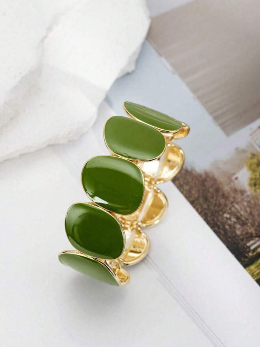 1pc Green Minimalist Elegant Bracelet Unique Design Luxurious Elegant Women's Bangle Suitable For Daily Wear Gift Accessory - Green - View 1
