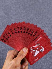 1 Set 54 Colorful Red & Gold Card Game Cards, Multi-Player Game Card Set, Magic Pack, Wedding Party Birthday Holiday Board Game Gift Collection - Red - View 5