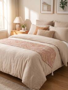 13.8"W X 94.5"L 1pc Cream Style Bedroom Bed Runner, Luxury Red Water Ripple Bed Throw, Bedding Accessory For Homestay Hotel, Dual Use As Table Runner - Red - View 15