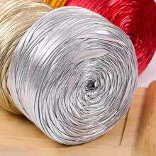 2pcs/400g Shiny Metallic Plain Crochet Yarn, Premium Knitting Craft Yarn, Multi-Color Durable Crochet Yarn, Suitable For Making Handbags, Hats, Home Decor, Sewing And Knitting Projects - 2-pack - View 2