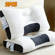 2 Pack Sleeping Pillows For Adult Deep Sleep, Low Position Soft Bed Pillows, Premium Polyester Filling Pillow Inner Set, Ideal For Insomniacs, Washable - White (2pcs) - View 8