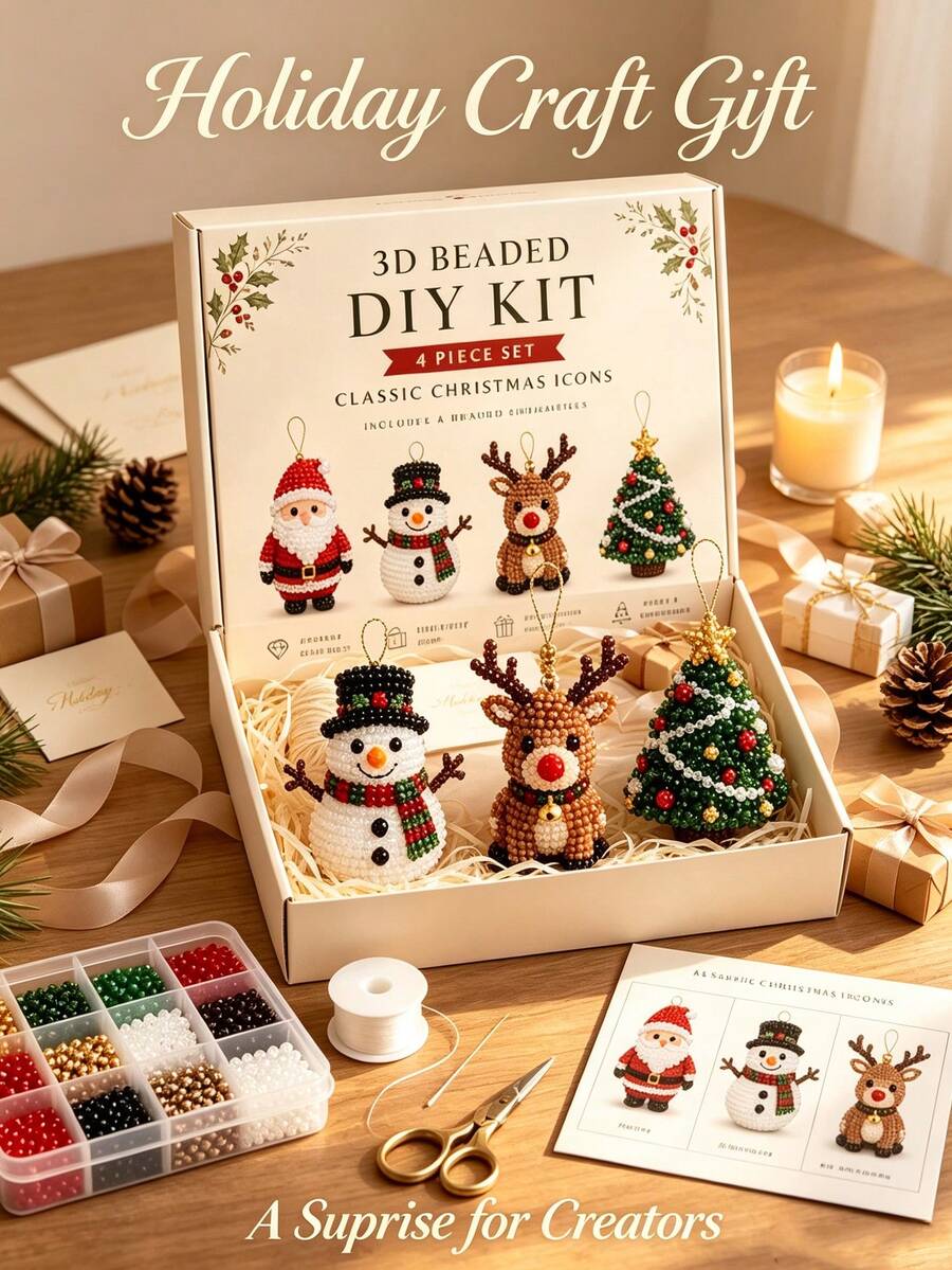 1 Set Christmas Beaded DIY Jewelry Kit, Christmas Set, Hanging Decor Craft Kit, Adult Holiday Handmade Supplies, Christmas Party Home Decor Gift, Office Decor And Accessories, Christmas Home Decor, Autumn Decor, Women's Room Decor - A - View 1