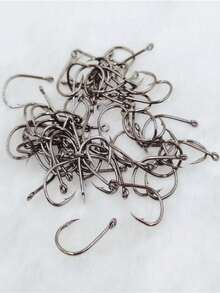 120pcs Competitive Tube-Style Ise-Ni Fishing Hooks, Bulk Imported With Ring, Barbed, With Hole, Fishing Tackle - Black - View 2
