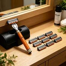 Men's Manual Razor Set - Ultra-Sharp 6-Blade, Replaceable Razor Head, Ergonomic Handle Design, Perfect Gift For Father's Day And Birthday, Reusable With Replacement Blades, Essential For Precise And Smooth Shaving (Gift Box Not Included) - Multicolor - View 2