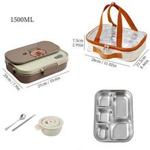 Kotak Bekal Bento Stainless Steel 304 untuk Dewasa, Wadah Makanan dengan Kompartemen, Wadah Persiapan Makanan dengan Sekat, Kotak Makan Siang Logam Terisolasi Portabel dengan Wadah Sup, Wadah Makanan untuk Perjalanan, Kotak Bekal Bento Sekolah dengan Tas Makan Siang dan Peralatan Makan - MultiWarna - View 14
