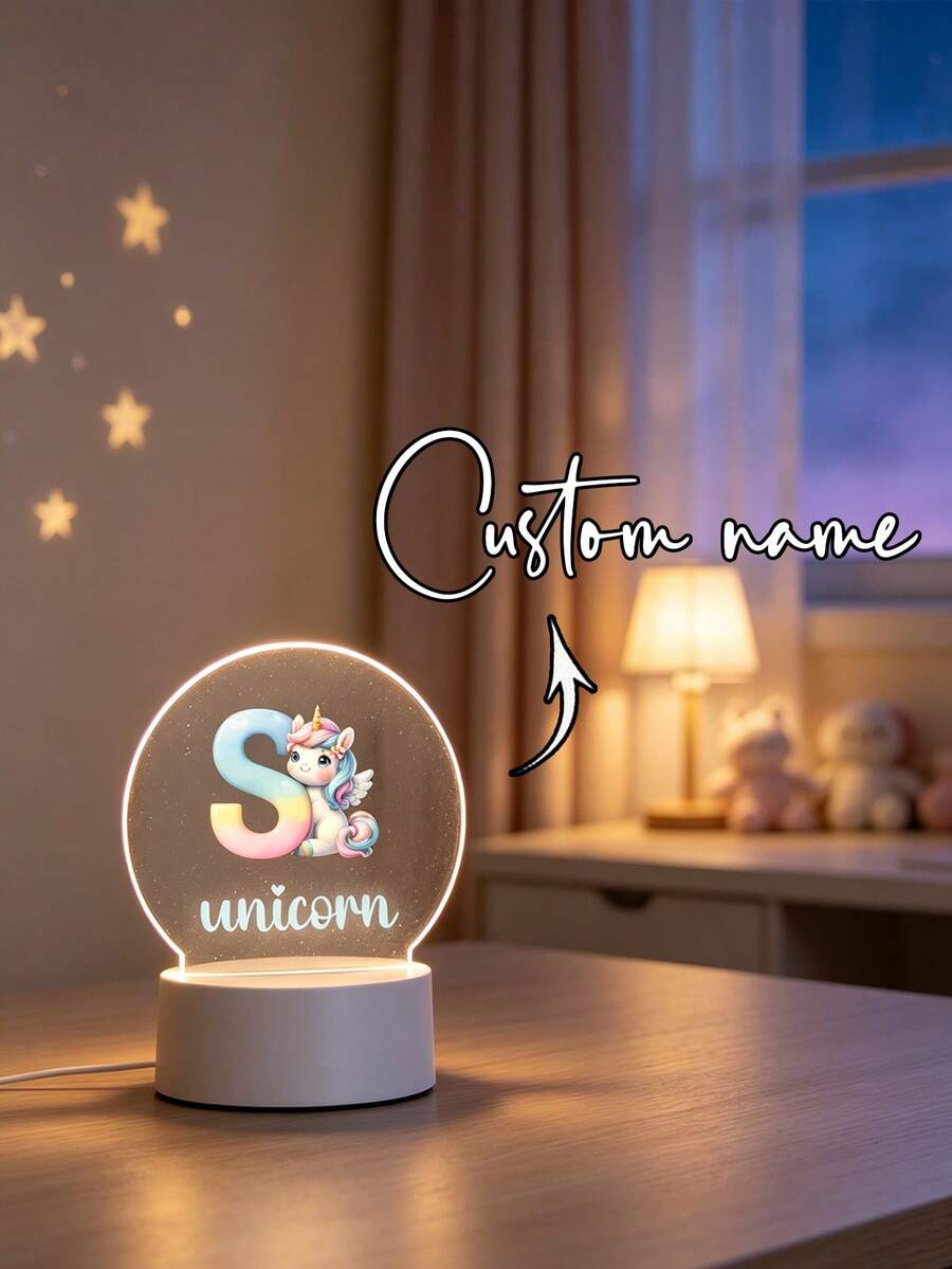 1pc Personalized Customized Children's Name Pattern LED Night Light. Decorative Light Designed For Children's Room, Suitable As Birthday Gift, Children's Day Gift, Friend Gift, Family And Relative Gift, Back To School Gift, Graduation Gift And Valentine's Day Gift. Back To School Gift