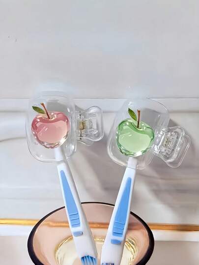 2pcs Apple Pattern Portable Toothbrush Head Covers, 2 Pieces Set, Storage Box, Toothbrush Protective Case