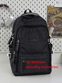 Fashion College Style Letter Embroidered Multi-Pocket Functional Backpack, Multi-Compartment Large Capacity Design, Books, Notebooks, Stationery Can Be Organized In Sections. Side Pockets Can Hold Water Bottles And Umbrellas, Wide Pressure-Relief Shoulder Straps, Comfortable For Long-Term Wear, Water-Resistant And Wear-Resistant Fabric. Suitable For School, Tutoring, Work Commute, Shopping, Travel And More, Perfect For Back To School Season - Multicolor - View 10