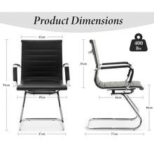 WAHSON OFFICE CHAIRS 4PCS PU Leather Office Chair Metal Frame Conference Chair For Meeting Room/Reception Area - 黑色四把 - 查看 4