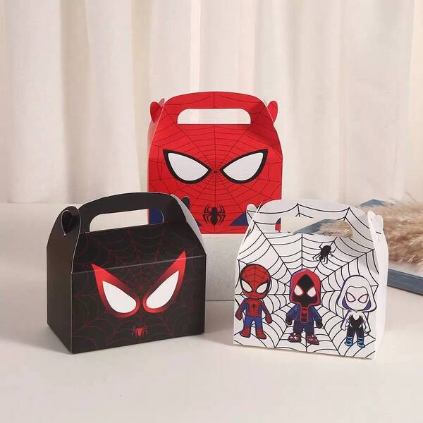 asmodee 12 piezas/Set-Caja de embalaje de postres y repostería con tema de araña, caja de papel para comida para llevar, caja de cartón para llevar con diseño de dibujos animados