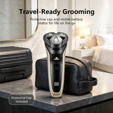 WEEME 1pc Men's Electric Shaver, Cordless Rotating Shaving Tool, USB Charging - Equipped With LED Intelligent Digital Display, Portable Electric Shaving Razor, Suitable For Travel And Daily Shaving. - Champagne Gold - View 10