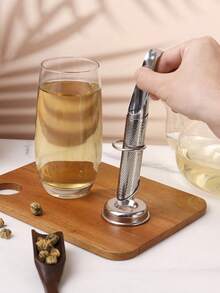 1 Set Saringan Teh Stainless Steel 304 dengan Dudukan Penyimpanan yang Sesuai, Saringan Teh Daun Lepas Gantung, Saringan Teh Jaring Halus yang Dapat Digunakan Kembali, Alat Seduh Teh Gantung Cangkir, Aksesoris Teh - MultiWarna - View 5