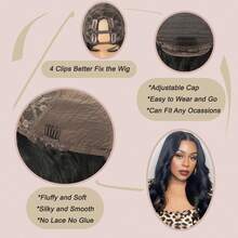 U Part Body Wave Human Hair Half Wigs Glueless For No Sew In No Leave Out 180% Density U Part Body Wave Wig Human Hair Natural Black Color 100% Human Hair Glueless - Natural Black - View 4