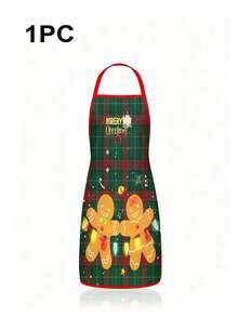 4Pcs Buffalo Plaid Christmas Kitchen Aprons Set, Santa Claus, Snowman, Gingerbread Man, Reindeer Printed Cooking Aprons, Cute Holiday Adjustable Chef Aprons For Home Baking BBQ Xmas Party Gift - Multicolor - View 9