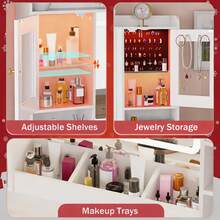 ✨[VIRAL VANITY]Holiday Gift! White Vanity Desk With Mirror 7 Drawers,3-Mode & Hairdryer Holder, Bedroom Makeup Organizer, Gift For Women|FYP|Birthday Christmas Holiday Gift|Perfect Addition To Makeup Routine For Shows,Gatherings And Festivals!✨ - 白色 - 查看 6