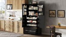 Black Sideboard With Extendable Shelves - Dining Room Furniture - Black - View 6