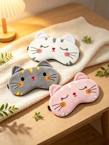 Travel Cat Pattern Blackout Eye Mask Set With Earplugs, Comfortable Cartoon Cat Sleep Mask Set, Suitable For Napping, Long-Haul Flights, Deep Sleep, Business Trips, Travel Essentials, Back To School - Multicolor - View 7