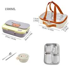Kotak Bekal Bento Stainless Steel 304 untuk Dewasa, Wadah Makanan dengan Kompartemen, Wadah Persiapan Makanan dengan Sekat, Kotak Makan Siang Logam Terisolasi Portabel dengan Wadah Sup, Wadah Makanan untuk Perjalanan, Kotak Bekal Bento Sekolah dengan Tas Makan Siang dan Peralatan Makan - MultiWarna - View 17