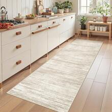 Alfombra de pasillo antideslizante para dormitorio, alfombra lavable con reverso de goma - Alfombra suave de pelo corto para cocina, lavandería, baño (61 x 244 cm, beige/marfil) - Gris Oscuro - Ver 10